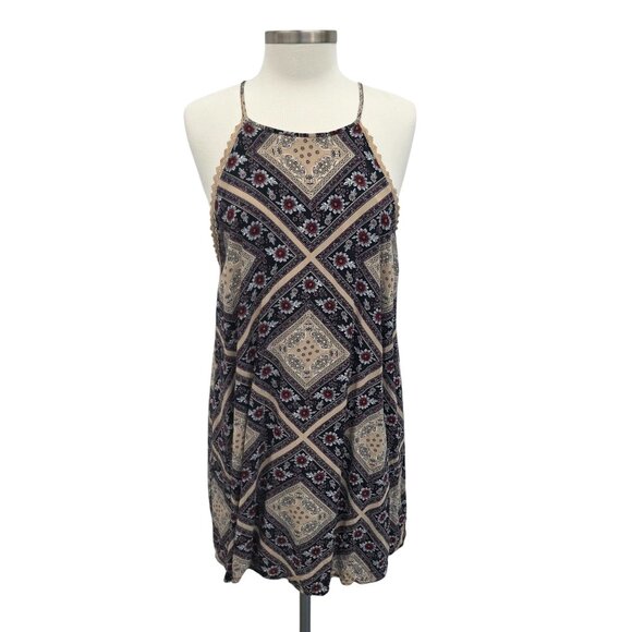 Xhilaration Womens XXL Boho Floral Print Sleeveless Halter Mini Dress 2XL - Picture 1 of 14